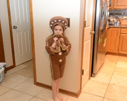 Tyring on the old Ginger Bread costume1